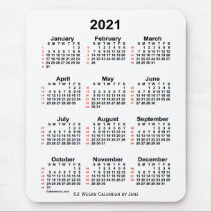 2021 White 52 Week Calendar by Janz Mouse Mat