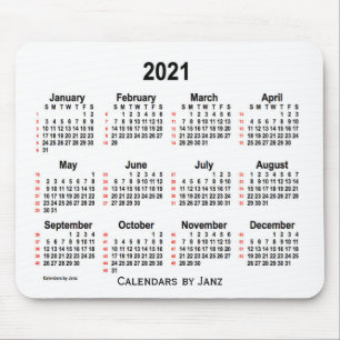 2021 White 52 Weeks Calendar by Janz Mouse Mat