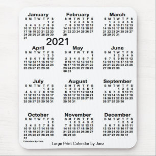 2021 White Large Print Calendar by Janz Mouse Mat