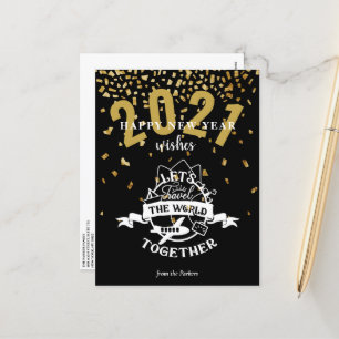 2021 WISHES   Let's Travel The World Together Holiday Postcard