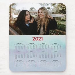 2021 Year At A Glance Blue Custom Photo Mouse Mat