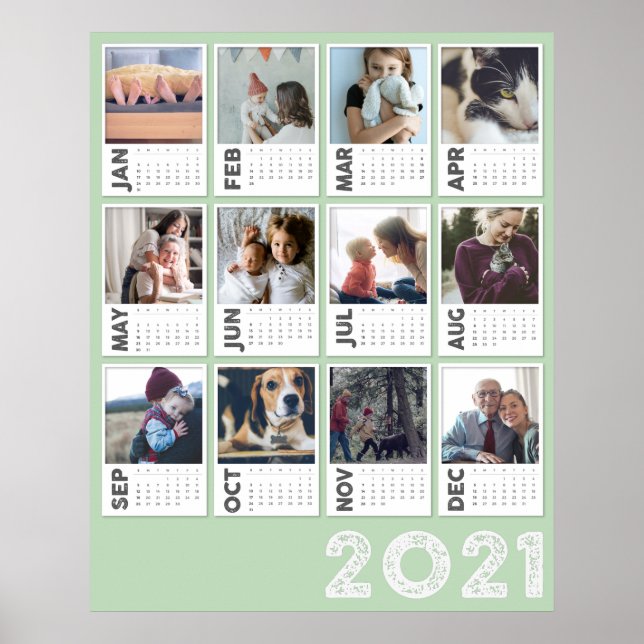 2021 Year Calendar Modern Photo Collage Poster (Front)