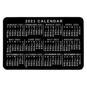 2021 Year Monthly Calendar Classic Black and White Magnet