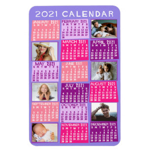 2021 Year Monthly Calendar Cute Mod Photo Collage Magnet