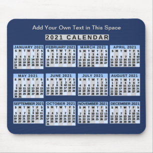 2021 Year Monthly Calendar Easy to Read Business Mouse Mat