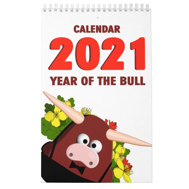 2021 Year Of The Bull Funny Longhorn Cartoon Humou Calendar (Cover)