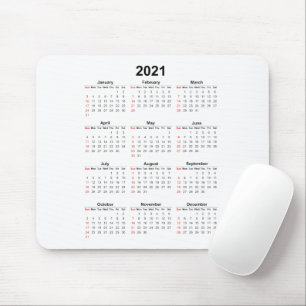 2021 Yearly Calendar Basic Mouse Mat