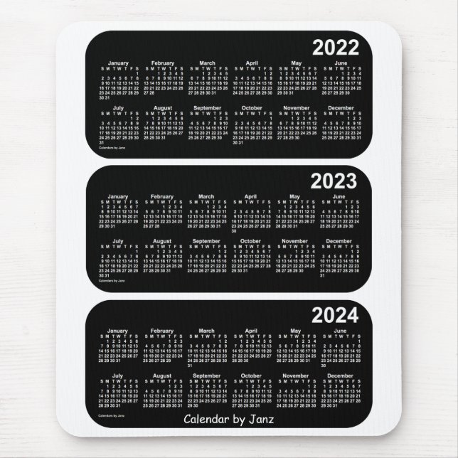 2022-2024 White Neon 3 Year Calendar by Janz Mouse Mat (Front)