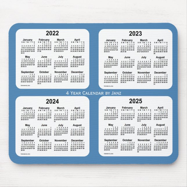 2022-2025 Steel Blue 4 Year Calendar by Janz Mouse Mat (Front)