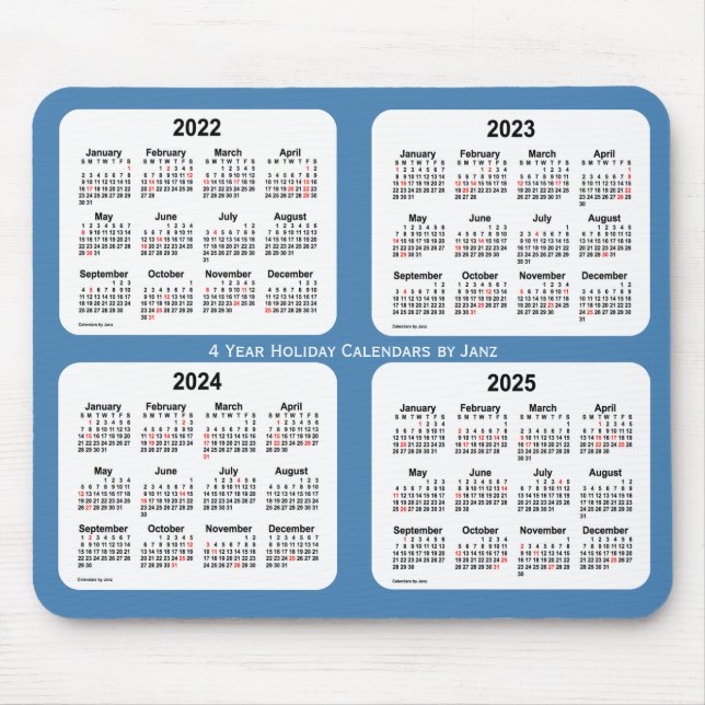 2022-2025 Steel Blue Holiday Calendar by Janz Mouse Mat (Front)