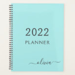 2022 Aqua Blue Teal Girly Script Monogram Name Planner<br><div class="desc">2022 Aqua Blue Teal Monogram Add Your Own Script Name 2021 Calendar Wedding Event Planner. This makes the perfect sweet 16 birthday,  wedding,  bridal shower,  anniversary,  baby shower or bachelorette party gift for someone that loves glam luxury and chic styles.</div>