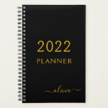 2022 Black Gold Girly Script Monogram Name Modern Planner<br><div class="desc">2022 Gold and Black Monogram Add Your Own Script Name 2022 Calendar Wedding Event Planner. This makes the perfect sweet 16 birthday,  wedding,  bridal shower,  anniversary,  baby shower or bachelorette party gift for someone that loves glam luxury and chic styles.</div>