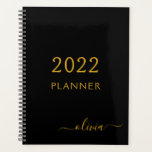2022 Black Gold Girly Script Monogram Name Modern Planner<br><div class="desc">2022 Gold and Black Monogram Add Your Own Script Name 2022 Calendar Wedding Event Planner. This makes the perfect sweet 16 birthday,  wedding,  bridal shower,  anniversary,  baby shower or bachelorette party gift for someone that loves glam luxury and chic styles.</div>