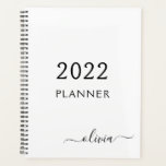 2022 Black White Girly Script Monogram Name Modern Planner<br><div class="desc">2022 White and Black Monogram Add Your Own Script Name 2021 Calendar Wedding Event Planner. This makes the perfect sweet 16 birthday,  wedding,  bridal shower,  anniversary,  baby shower or bachelorette party gift for someone that loves glam luxury and chic styles.</div>