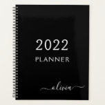 2022 Black White Girly Script Monogram Name Modern Planner<br><div class="desc">2022 White and Black Monogram Add Your Own Script Name 2022 Calendar Wedding Event Planner. This makes the perfect sweet 16 birthday,  wedding,  bridal shower,  anniversary,  baby shower or bachelorette party gift for someone that loves glam luxury and chic styles.</div>