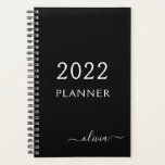 2022 Black White Girly Script Monogram Name Modern Planner<br><div class="desc">2022 White and Black Monogram Add Your Own Script Name 2022 Calendar Wedding Event Planner. This makes the perfect sweet 16 birthday,  wedding,  bridal shower,  anniversary,  baby shower or bachelorette party gift for someone that loves glam luxury and chic styles.</div>