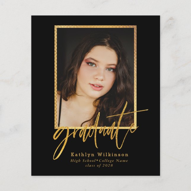 2022 BUDGET Elegant Gold Script Grad Invitation Flyer (Front)