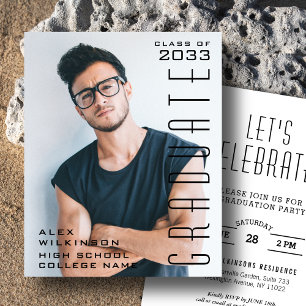 2022 BUDGET Modern Script Photo Grad Invitation