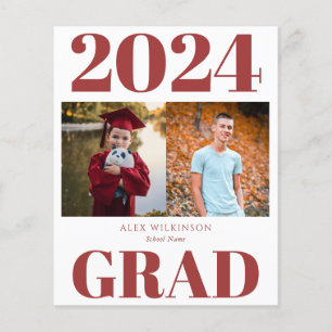 2022 BUDGET Red Modern 2 Photo Grad Announcement Flyer