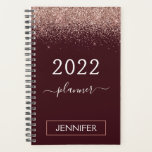 2022 Burgundy Blush Pink Rose Gold Glitter Planner<br><div class="desc">2022 Rose Gold - Blush Pink and Burgundy Sparkle Glitter Monogram Name or Initial Spiral Calendar Planner Notebook. This makes the perfect sweet 16 birthday,  wedding,  bridal shower,  anniversary,  baby shower or bachelorette party gift for someone that loves glam luxury and chic styles.</div>
