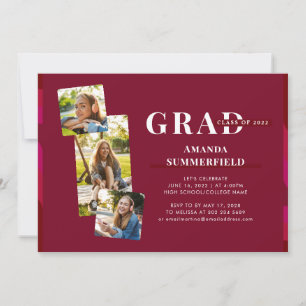 2022 Burgundy Graduation Party Photos Grad Invitation