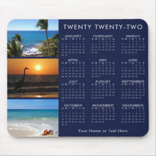 2022 Calendar 3 Photo Collage Your Colour Mouse Mat