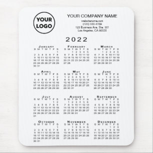 2022 Calendar Business Logo and Text on White Mouse Mat