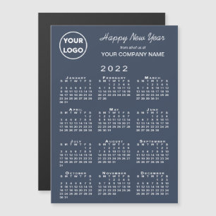2022 Calendar Business Logo Navy Holiday Magnet