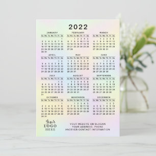 2022 Calendar Business Logo Pastel Holographic Programme