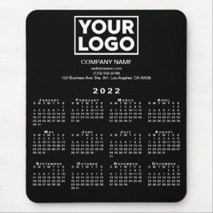 2022 Calendar Company Logo and Text on Black Mouse Mat