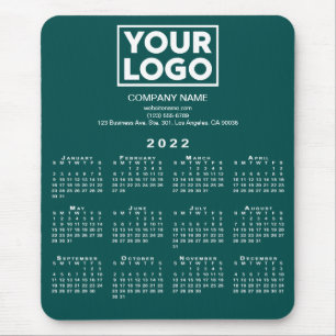 2022 Calendar Company Logo and Text on Blue Green Mouse Mat