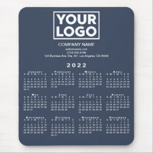 2022 Calendar Company Logo and Text on Navy Blue Mouse Mat