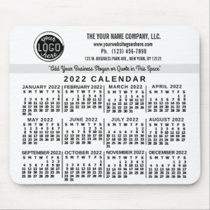 2022 Calendar Custom Business Logo Name Easy White Mouse Mat