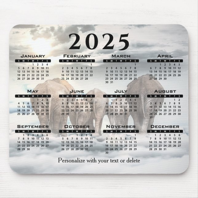 2022 Calendar - Elephant Butt Family  Mouse Mat (Front)