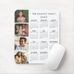 2022 Calendar Family 4 Photo Collage White Mouse Mat