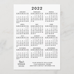 2022 Calendar Full Year White Black Simple Minimal Programme