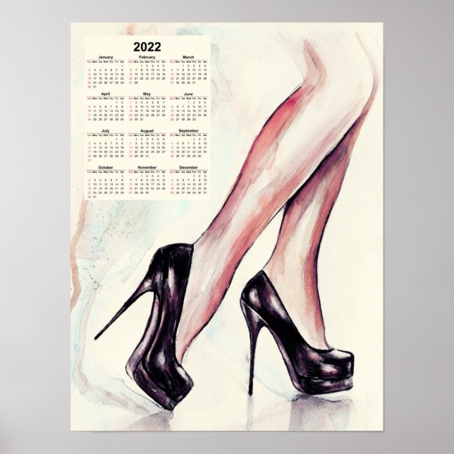 2022 Calendar, High heels - womens attribute Poster (Front)