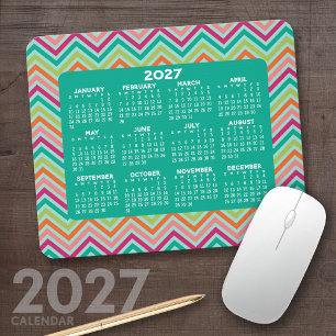 2022 Calendar - huge colourful chevron pattern Mouse Mat