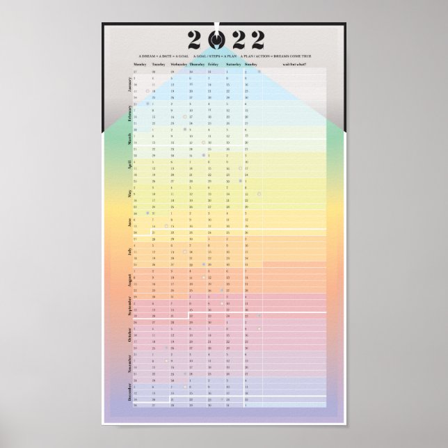 2022 Calendar - PracticalWoo moon planner Poster (Front)