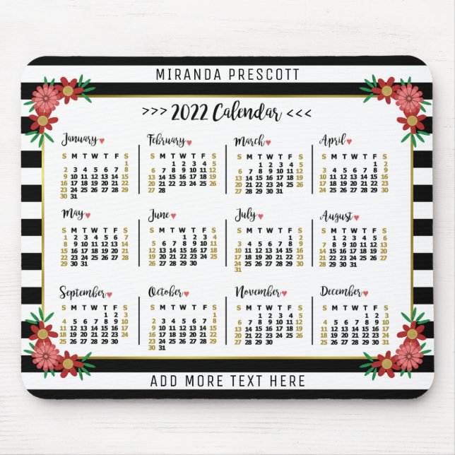 2022 Calendar (See Description for New Version)  Mouse Mat (Front)