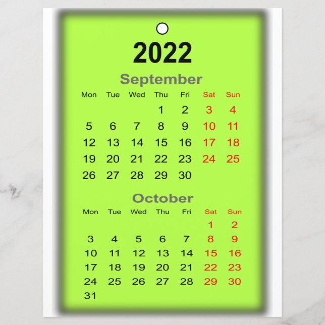 2022 Calendar September October Print on.. (Front)