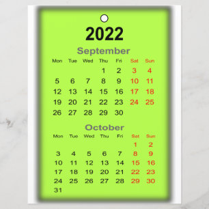 2022 Calendar September October Print on..