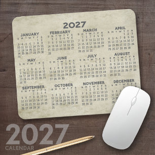 2022 Calendar - traditional parchment gold grey Mouse Mat