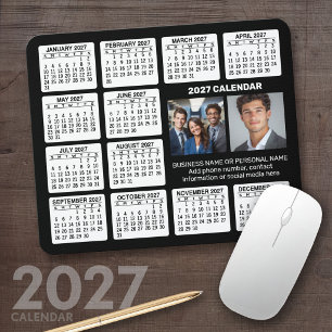 2022 Calendar with 2 Photos and Text - Black White Mouse Mat