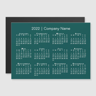 2022 Calendar with Company Name Blue Green Magnet