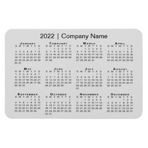 2022 Calendar with Company Name Grey Magnet