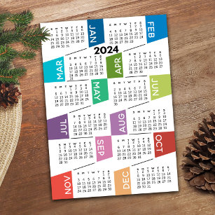 2022 Calendar with funky colourful months Postcard