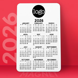 2022 Calendar with Logo Basic Black White Minimal Magnet