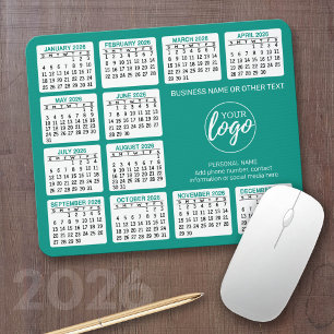 2022 Calendar with logo, Contact Information Blue Mouse Mat
