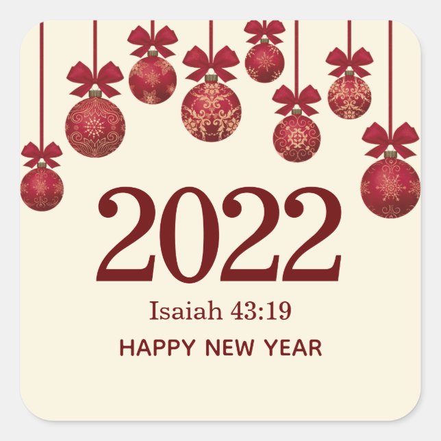 2022 Christian Christmas Happy New Year Square Sticker (Front)